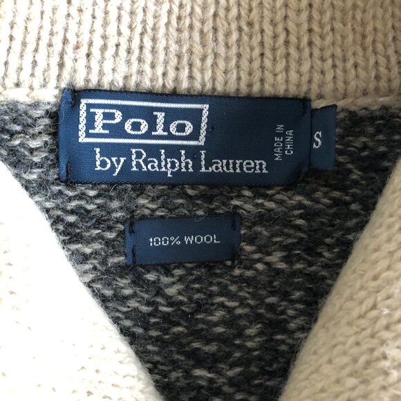 Polo Ralph Lauren Wool  'Sock Monkey' Sweater Small Heather Grey Shawl Collar - Picture 3 of 6